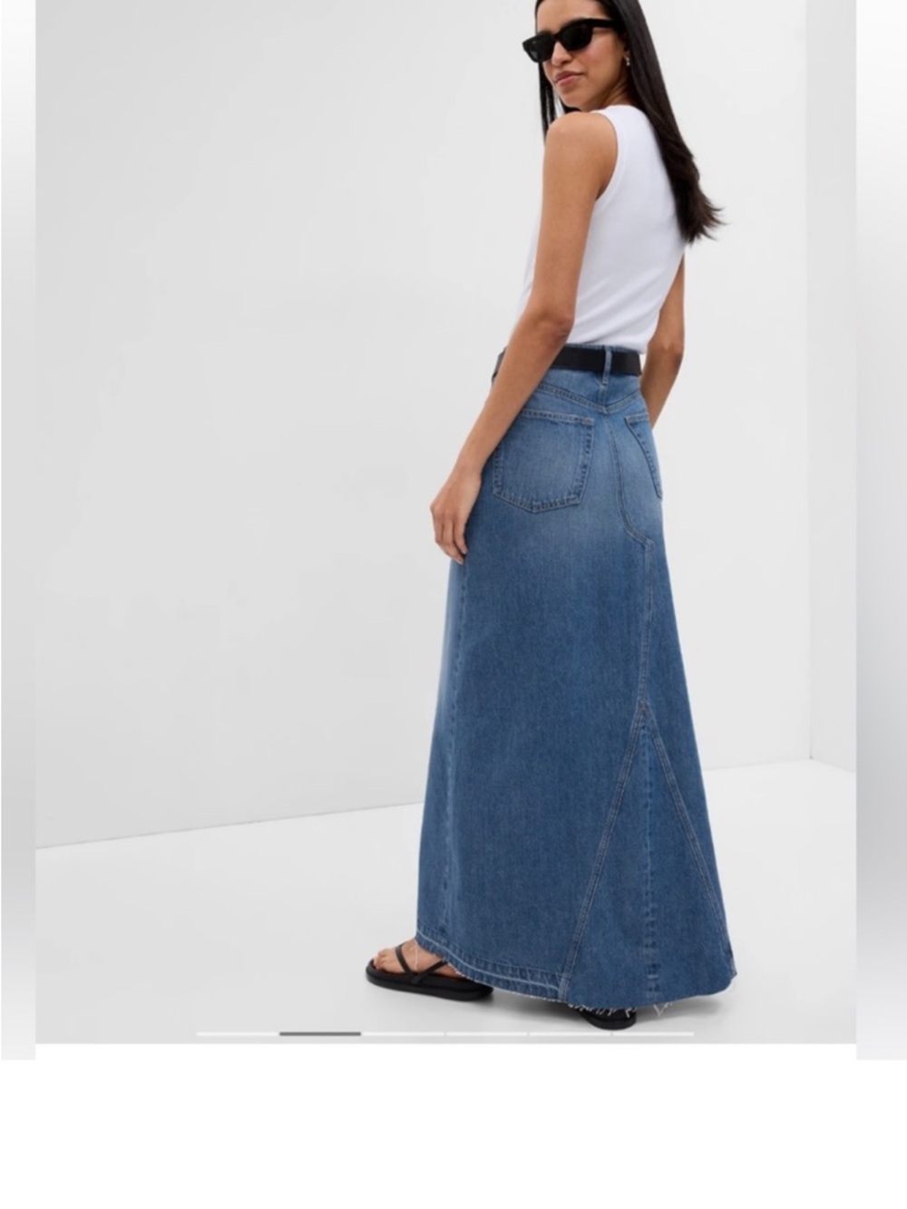 GAP Blue Denim Maxi Skirt - High-Waist A-Line